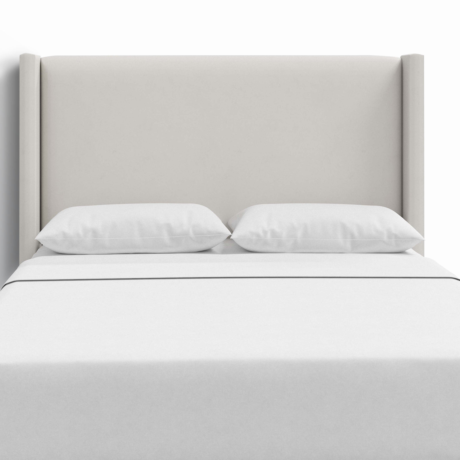 Hanson Pine Headboard, Queen, Bella Light Gray Performance Velvet