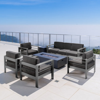 Caggiano 7 - Person Patio Conversation Set with Cushions