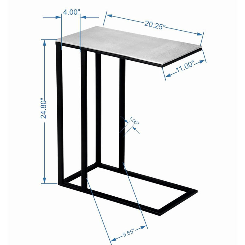 Tanu End Table, 23" H x 19" W x 11" D, Vintage Silver