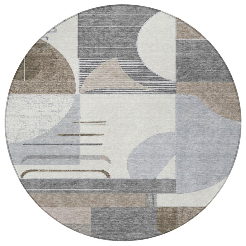 Tapis rond 8 po taupe