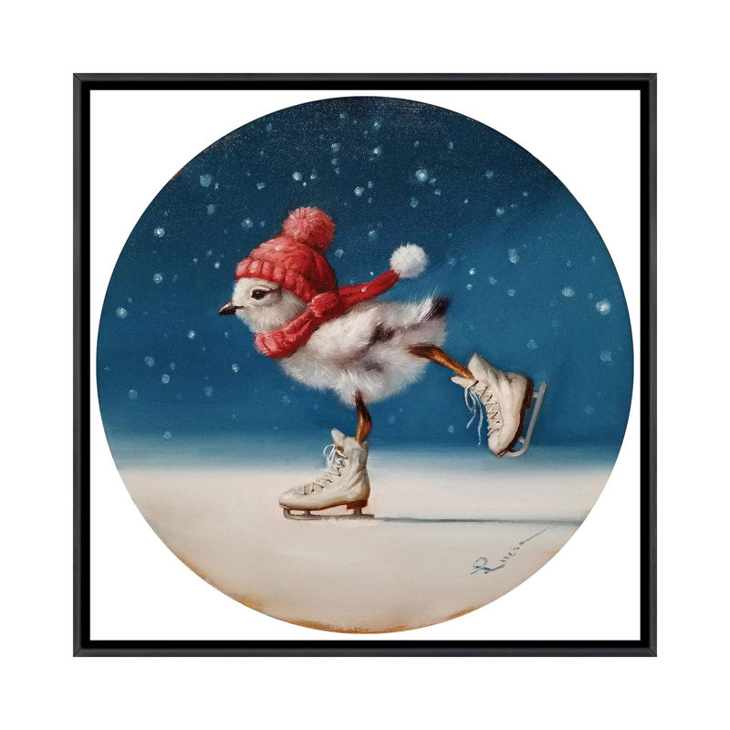 Impression de Chickie Yamaguchi par Lucia Heffernan, H 26 po x l 26 po x P 1,5 po, Toile avec cadre noir patiné, Pas de tapis
