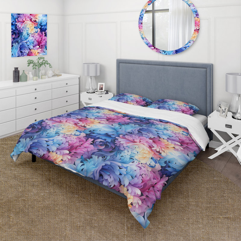 Ensemble de housse de couette Watercolor Charm Paisley, Housse de couette pour très grand lit et 2 très