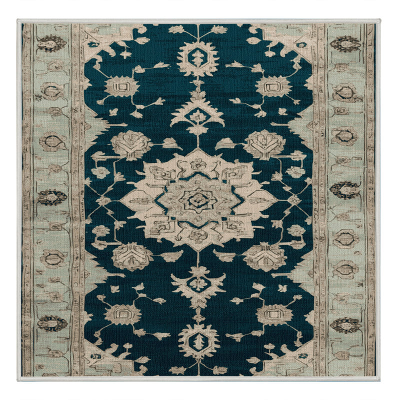 Tapis beige surteint lavable à la machine, Carré 4 pi