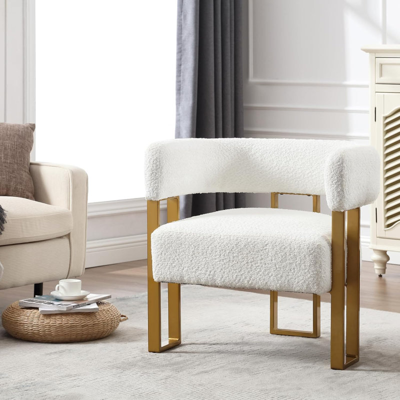 Bayern Upholstered Barrel Chair, White