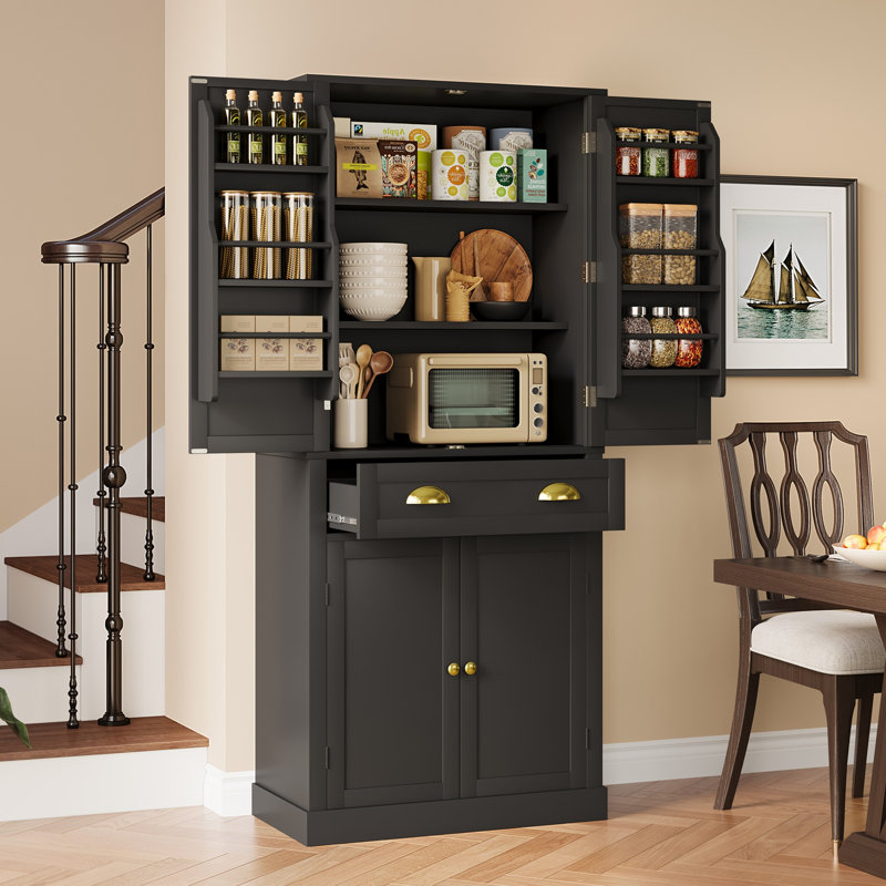 182cm Kitchen Pantry, Black