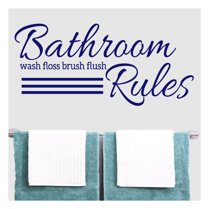 Décalcomanie murale règles de salle de bain, Bleu marine