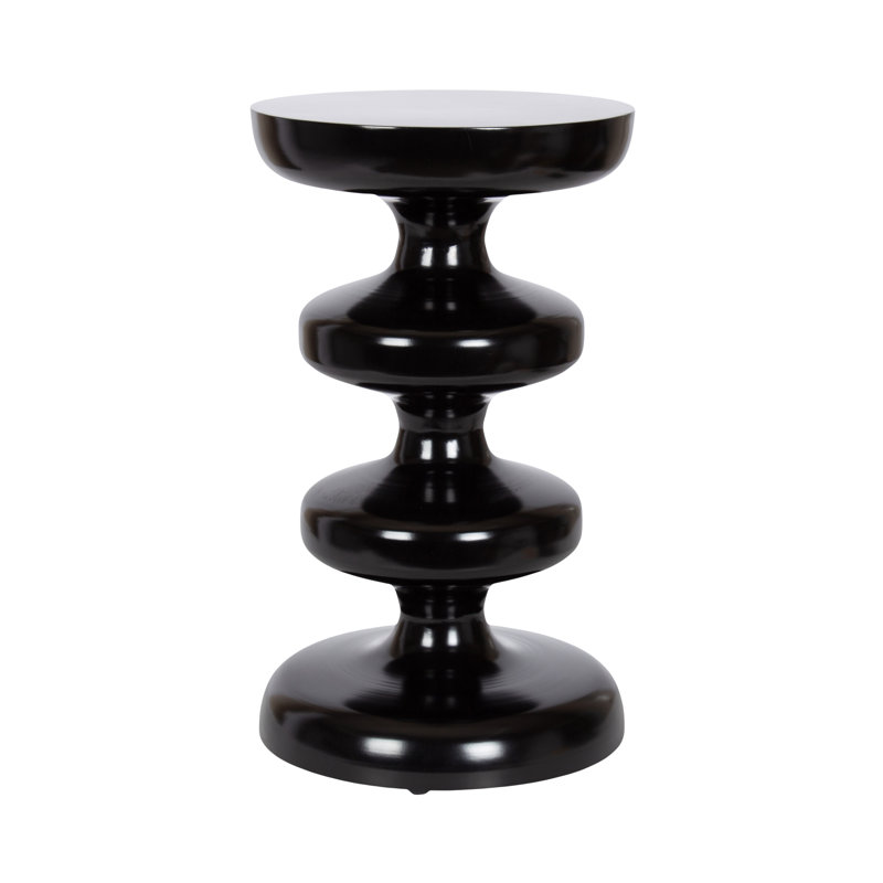 Fondi Modern Metal Round Side Table, Black