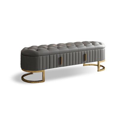Furaha Cowhide Upholstered Storage Bench