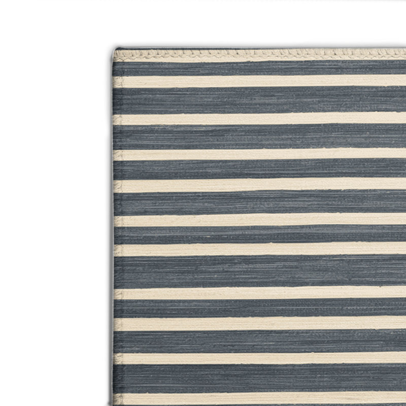 Tapis intérieur / extérieur gris HorizontalStripes, Rectangulaire 8 pi x 10 pi