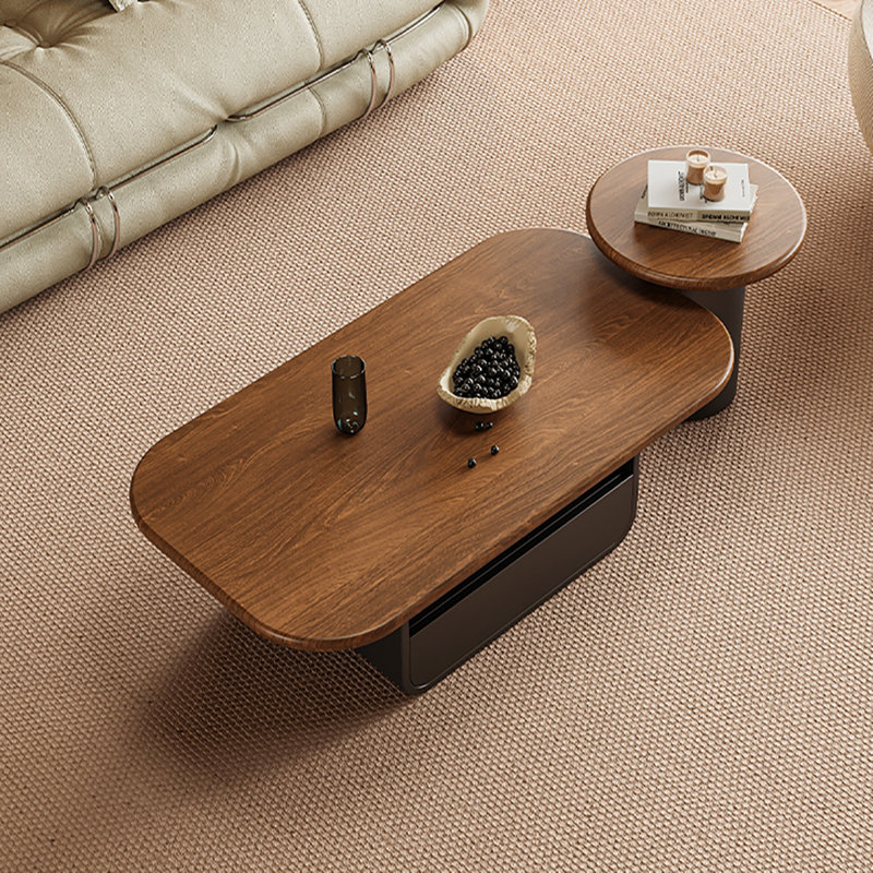 Table basse rétro simple et moderne, Brun, H 15,7 po x L 43,3 po x l 21,7 po