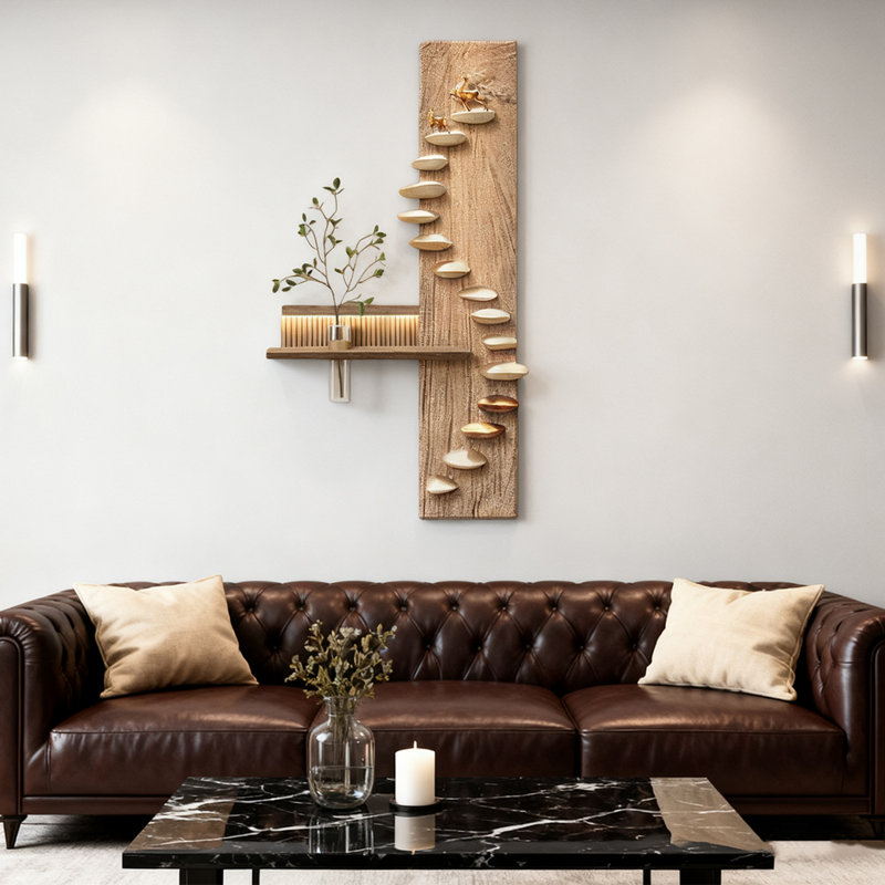 Décoration murale en grès tridimensionnel de style zen, H 47,24 po x l 23,62 po x P 3,15 po