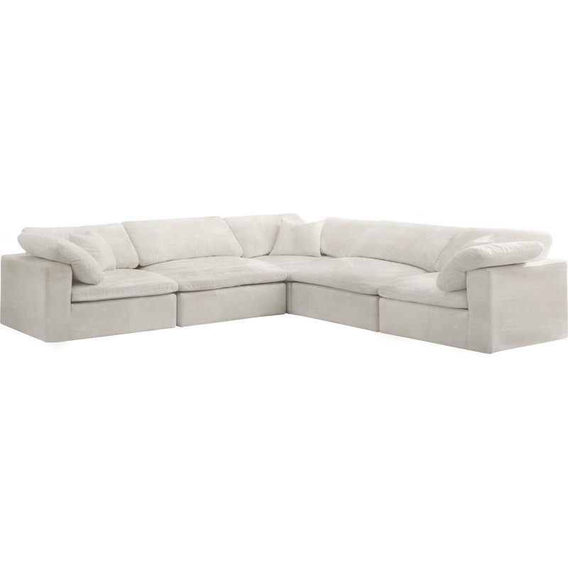 Canapé modulaire en velours réversible Cozy, Velours crème