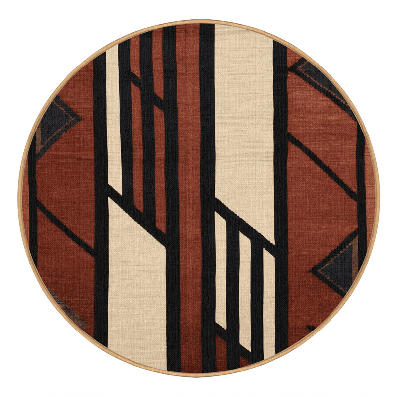 Machine Washable Turkish Brown Area Rug, Round 5'