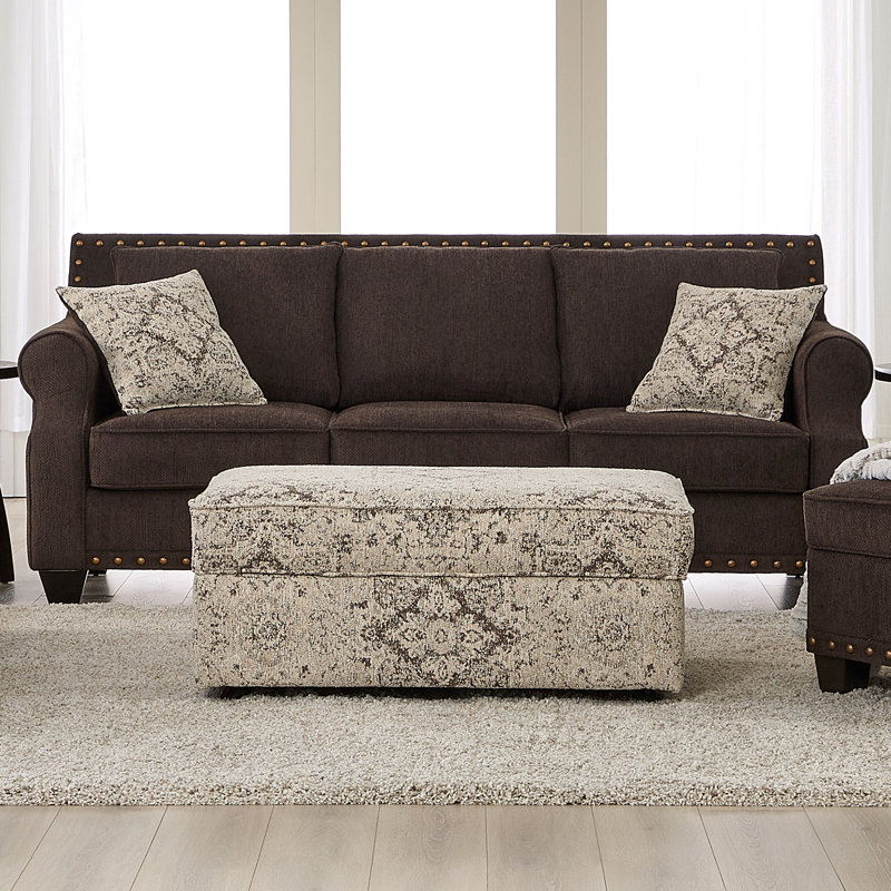 Ensemble de salon 5 pièces avec repose-pieds avec rangement Largo Carob / Estonia Sienna, Caroube Largo