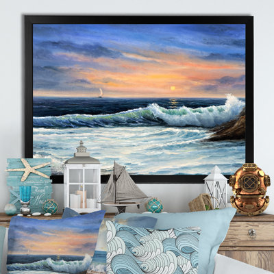 Coucher de soleil sur la plage - reproduction d'art sur toile