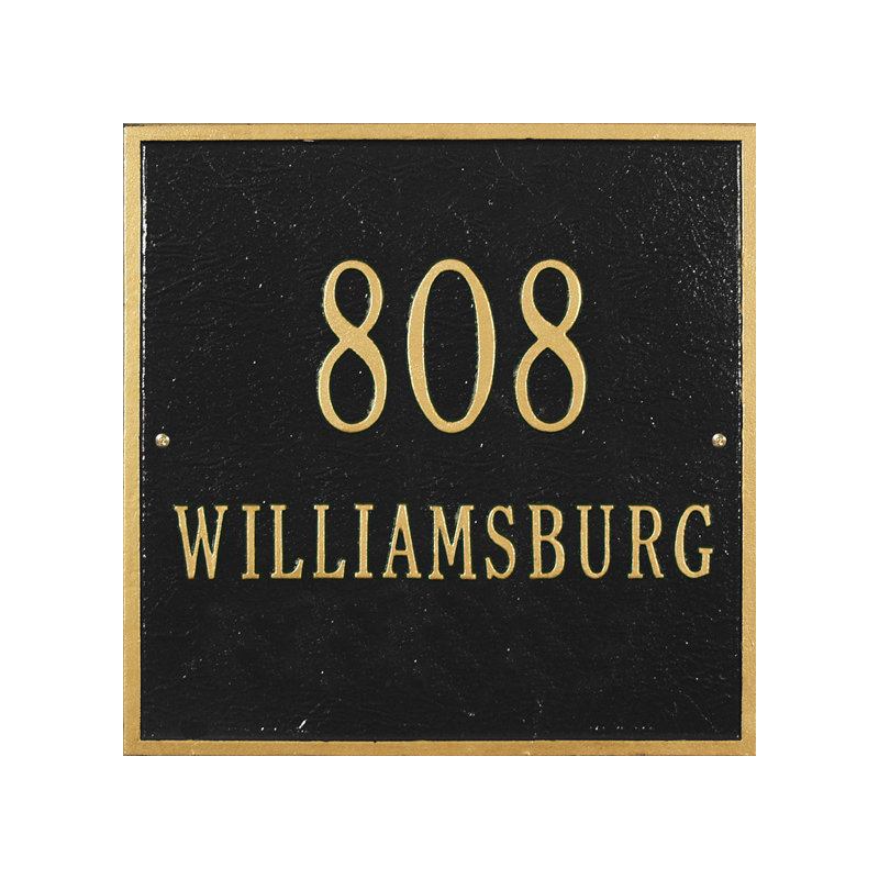 2-Line Wall Address Plaque, Black and Gold, Yes