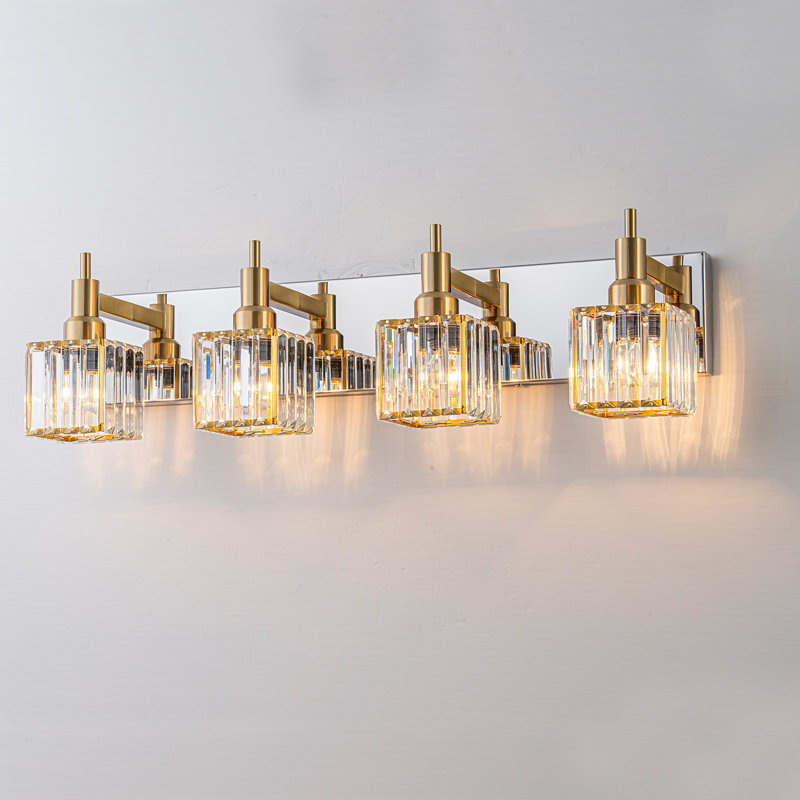 Taevion Dimmable Vanity Light, 4 Lights, Chrome/Gold