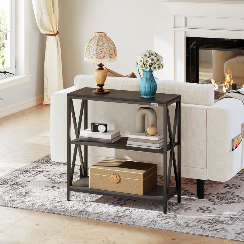  Maiocco 3-Tier Narrow Console Table with Storage, Matte Black, 31.7" H x 31.5" W x 9.4" D