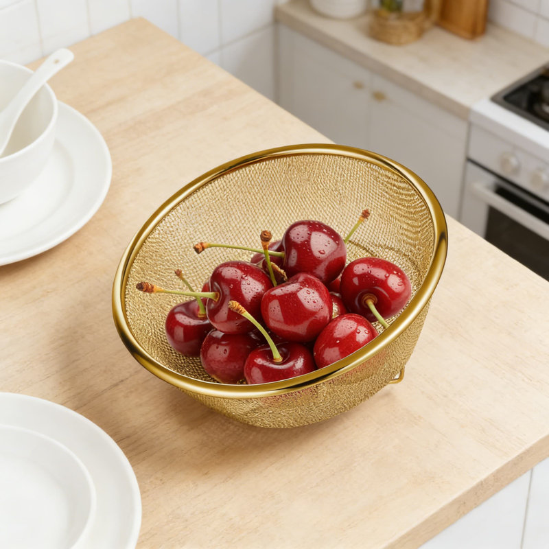 Ensemble de 2 petites passoires et passoires, 304 petits bols à mélanger en acier inoxydable pour laver les fruits, les légumes, le riz et égoutter les pâtes, les passoires de cuisine compactes