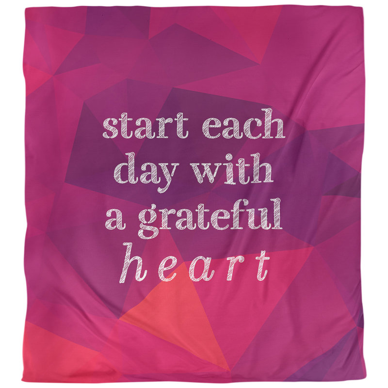 Housse de couette simple à citation gratitude, Housse de couette pour très grand lit, Rubellite