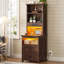2 Drawers Farmhouse Tall Nightstand with Charging Station and Bookshelf-459524281-466995368