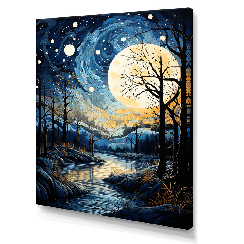 Indigo Intrigue Water Stream sur toile, Toile tendue, H 32 po x l 16 po x P 1 po