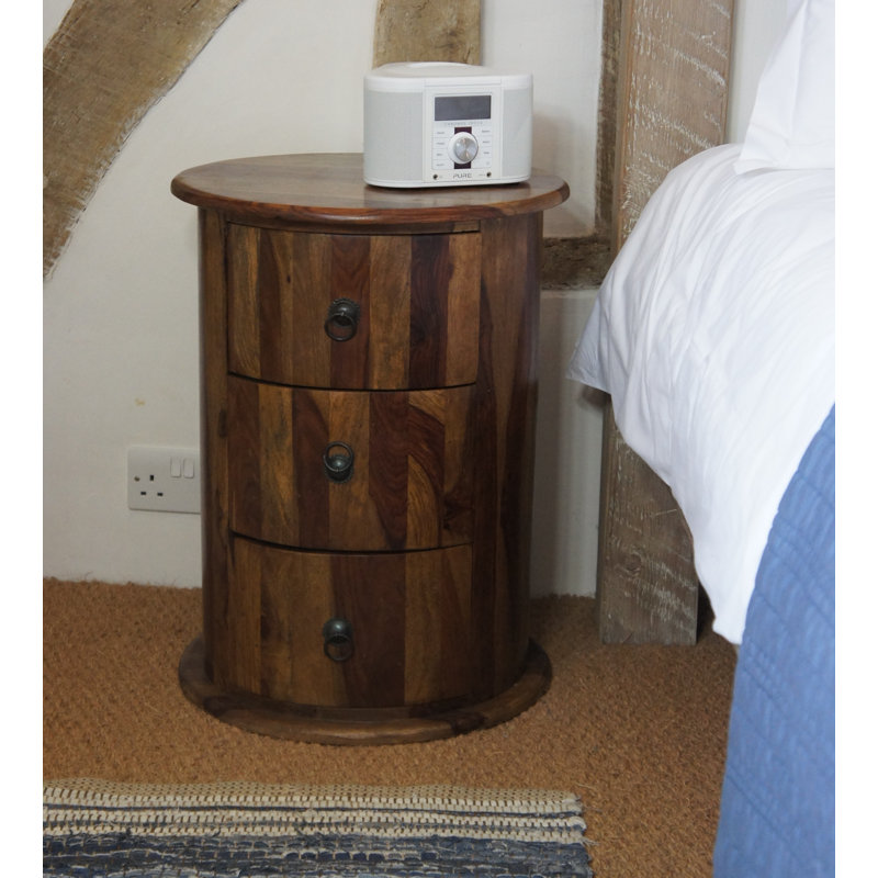 Galgano Solid Wood Drum End Table