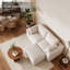 Canapé 2 places en lin blanc avec pouf, canapé moderne rembourré