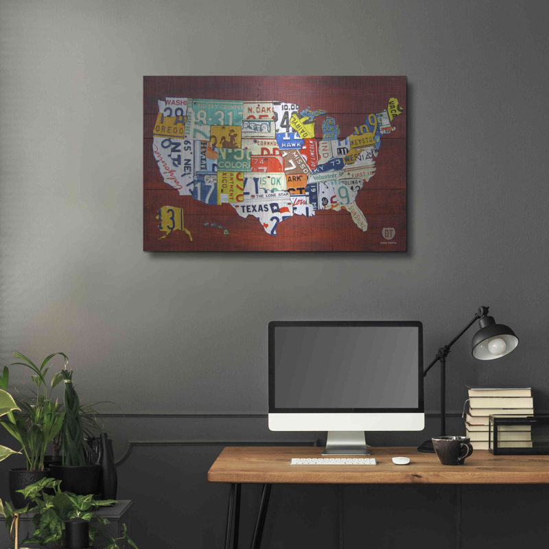 «Licence Plate Map USA» par Design Turnpike, H 24 po x l 36 po
