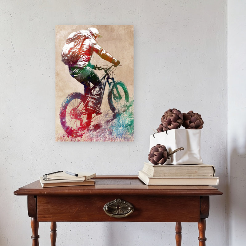 «Vibrant Mountain Biker», art énergique et coloré, H 24 po x l 16 po