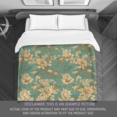 Floral Gold/Green Microfiber Comforter