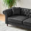 Canapé de 83 po en tissu Chesterfield Tech, accoudoirs roulés en tissu High-Tech, canapé rembourré de style Mid-Century moderne, 3 places pour salon, bureau, appartement, noir-1255915662-1255915655