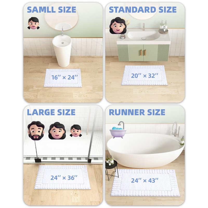 Tapis pour salle de bain, L 24 po x L 36 po, Blanc