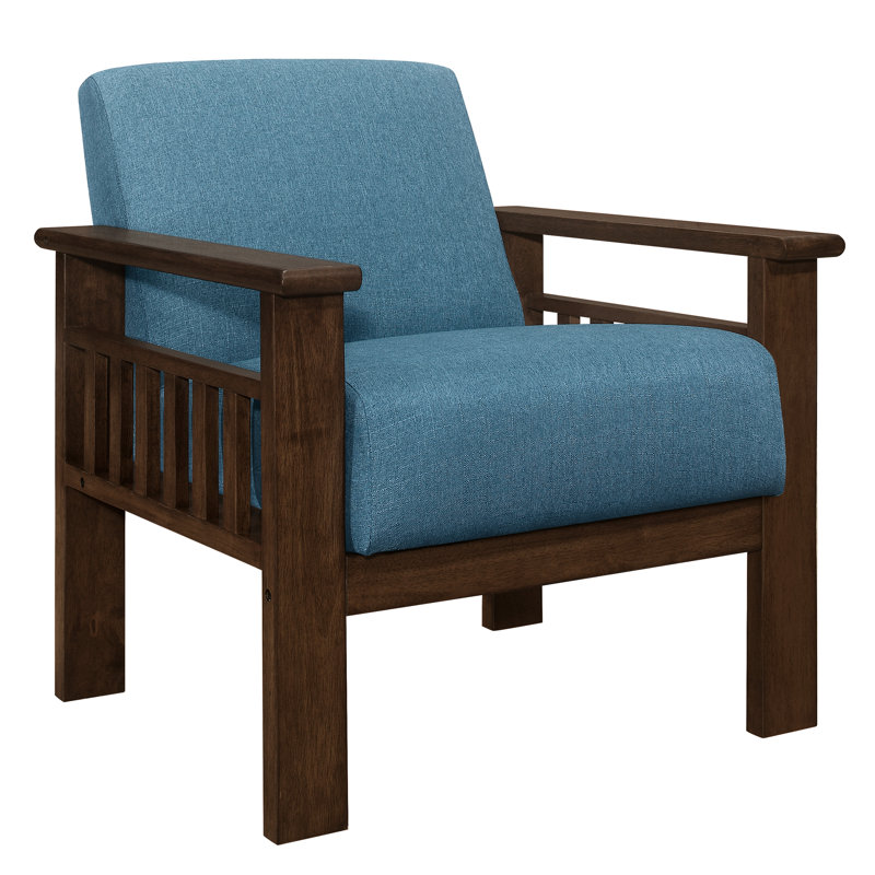 Chaise d'appoint moderne en tissu bleu avec structure en bois massif et chaise rembourrée, Bleu