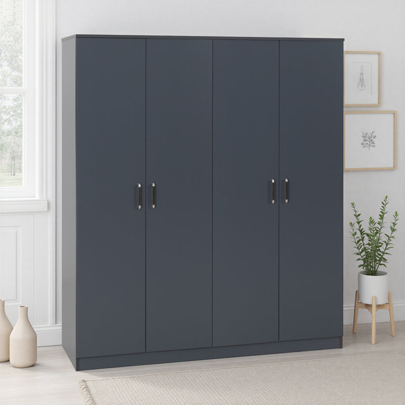 Tarves 4 Door Manufactured Wood Wardrobe, Dark Grey