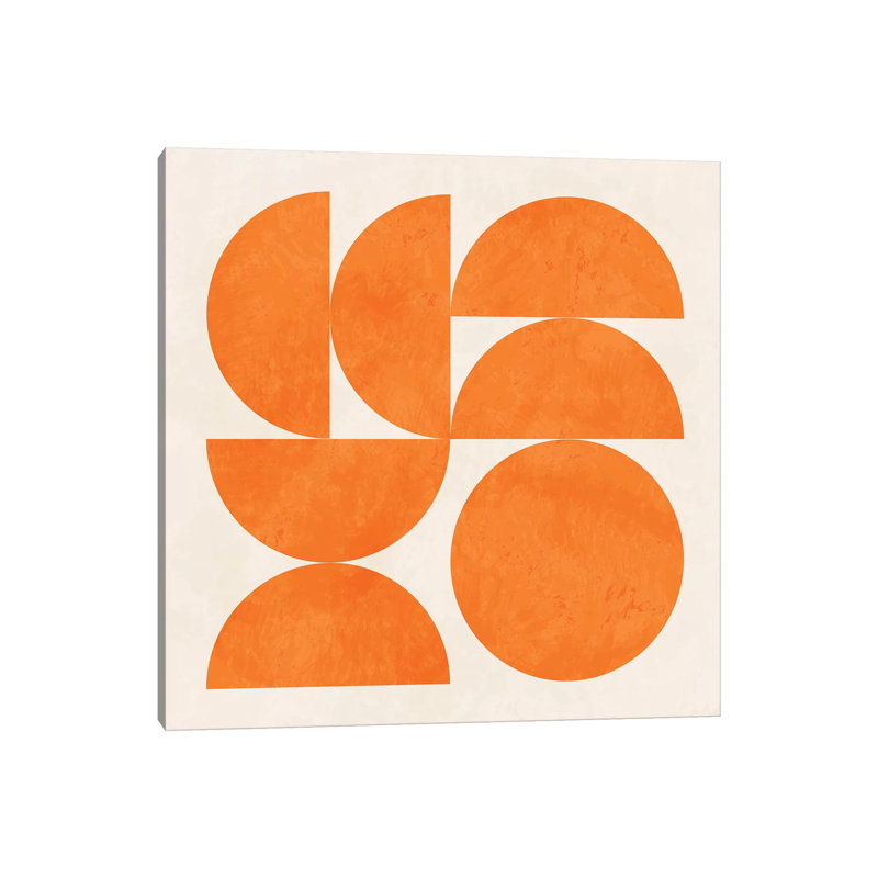 «Geometric Shapes Orange» par Ana Rut Bré - impression d'art graphique, H 12 po x l 12 po x P 0,75 po, Toile tendue