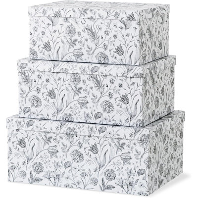 Boîtes de rangement décoratives en carton pour décoration intérieure - Prairie moderne - ensemble de 3: rangement en carton floral avec couvercles, boîtes à souvenirs pour photos et souvenirs, ensemble de cadeaux pour cadeaux