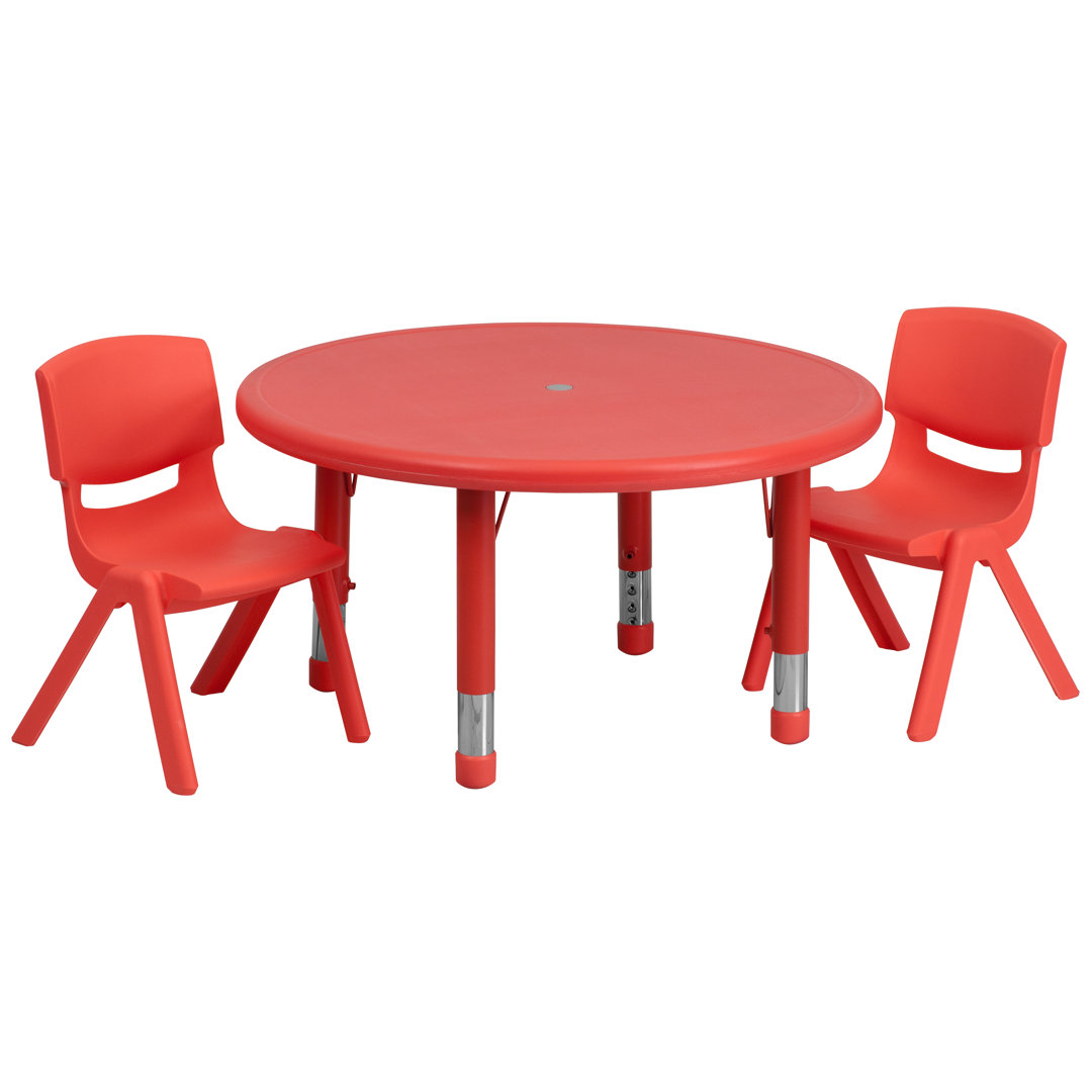Goddard Plastic Height Adjustable Activity Table Set with 2 Chairs Flash Furniture 