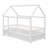 House Floor Bed with Heighten Rails and Roof, Solid Wood Toddler Montessori Floor Bed for Kids-173632410-182314541