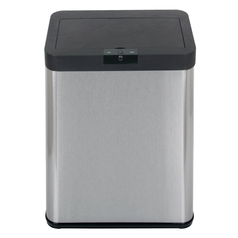 Stainless Steel 48 Litre Motion Sensor Trash Can, Silver/Black