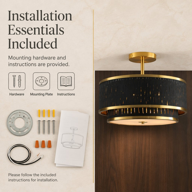 Plafonnier moderne 15 po, Black;Gold