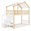 Lit superposé simple au-dessus de simple pour chambre d'enfant, en bois massif avec rangement et garde-corps, blanc classique
