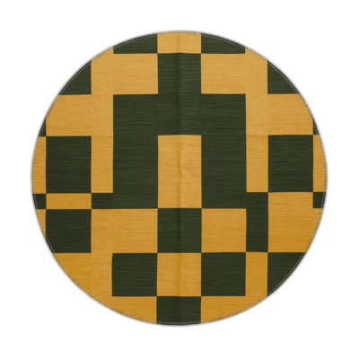 Checkered Green Indoor and Outdoor Area Rug