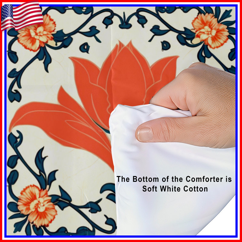 Floral Tile Patterns Comforter, Queen