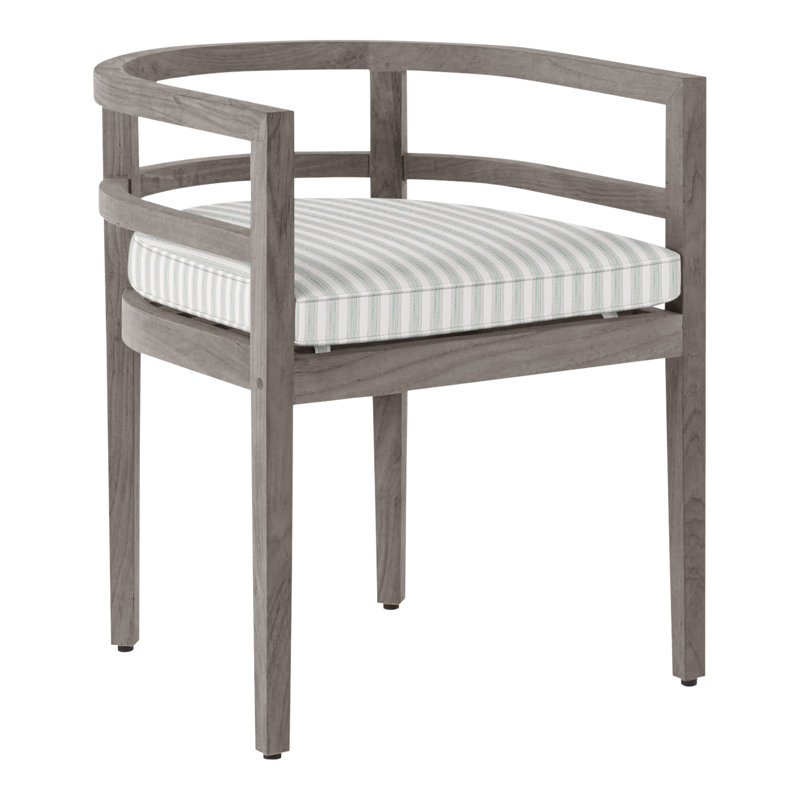 Chaise avec accoudoirs d'extérieur en teck Santa Barbara, Welt, Perigold ‑ patine à rayures Piccadilly, Teck naturel