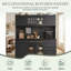 Armoire de rangement sur pied l 63 po, grande armoire de rangement pour bar à café, avec panneau perforé, porte-serviettes, prise de courant, 6 tiroirs, 5 armoires avec tablettes réglables, facile à assembler-129525564