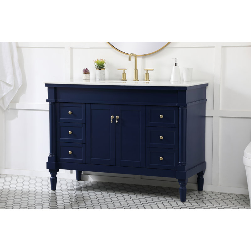 Ensemble de meuble-lavabo simple 48 po Lexington, Bleu, Blanc / brun