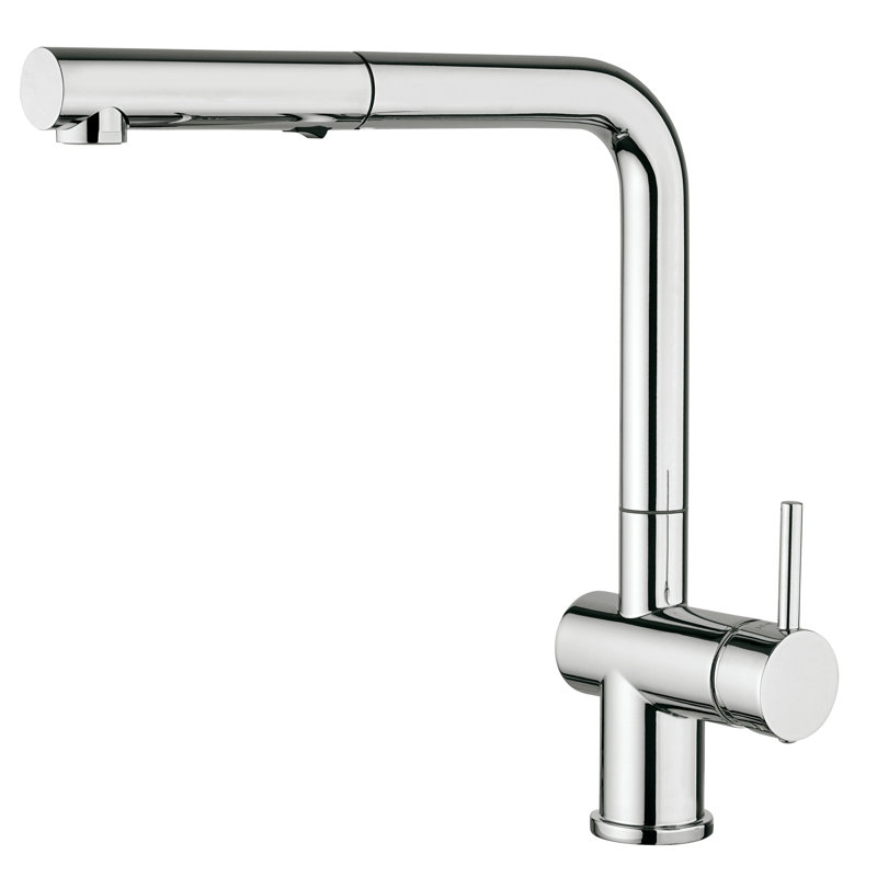 Spartacus Pull Out Single Handle 90 Degree Arc Kitchen Faucet, Matte Black