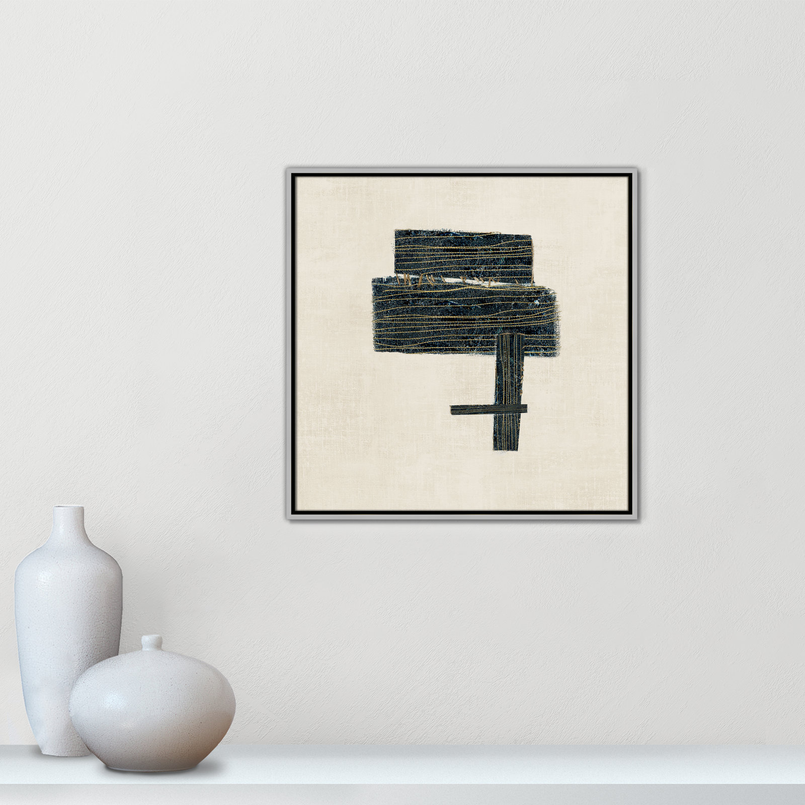 Copeland "Stitched I" Print, 25.5" H x 25.5" W, Silver