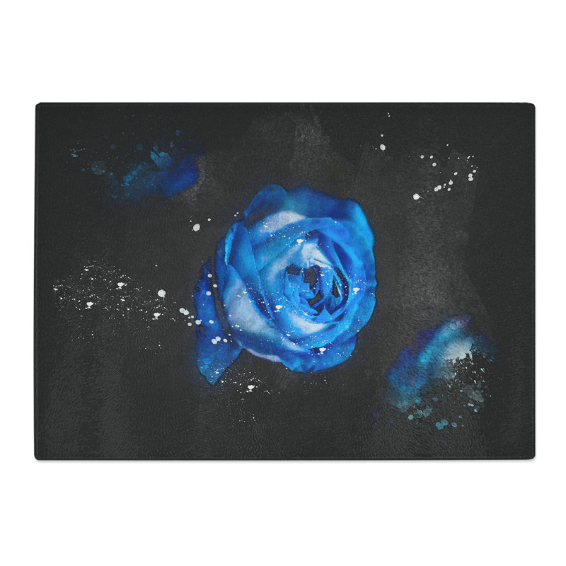 Tempered Glass Trio of Roses Paint Splash Chopping Board, 20 cm x 28.5 cm